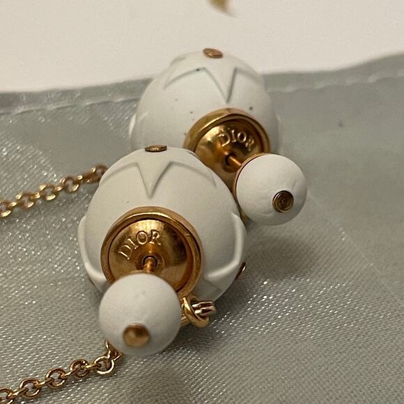 Rare Dior Tribales Earrings | White Matte iPod Drops, Logo Chain, Gift Set, New - Picture 5 of 13